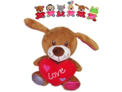 PLYŠ Zvířátko veselé se srdíčkem Love 14cm 6 druhů *PLYŠOVÉ HRAČKY*