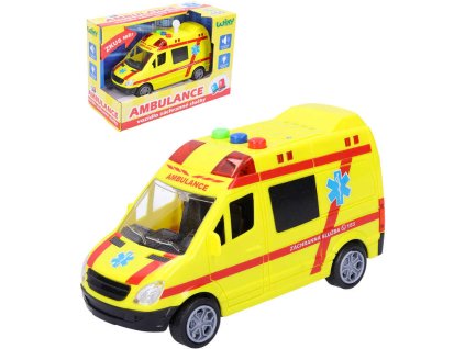 Auto sanitka 14,5cm žlutá ambulance na baterie Světlo Zvuk plast