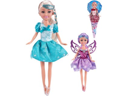 Panenka víla Sparkle Girlz zimní princezna 28cm v kornoutu 4 druhy