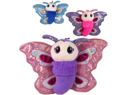 PLYŠ Motýlek baby třpytivý 20cm 3 barvy *PLYŠOVÉ HRAČKY*