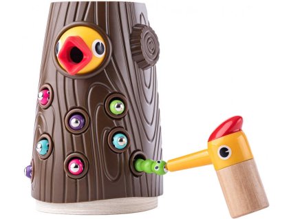 WOODY DŘEVO Datel baby hra magnetická vytahování červíků