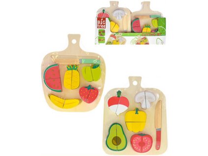 DŘEVO Baby krájecí ovoce / zelenina na suchý zip set s nožíkem 2 druhy