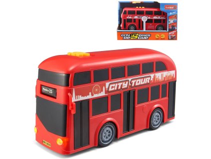 Autobus červený dvoupatrový doubledecker na baterie Světlo Zvuk