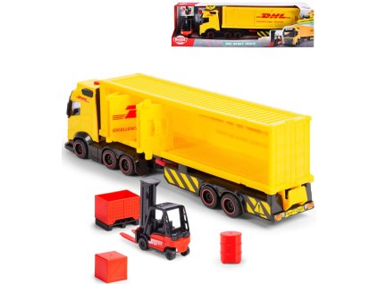 DICKIE Auto DHL Volvo FH16 s vysokozdvižným vozíkem na baterie Světlo Zvuk