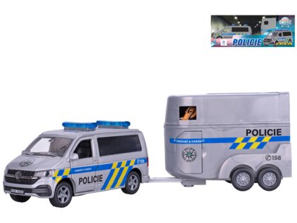 Auto VW policejní dodávka zpětný chod set se 2 koni a přívěsem česká policie CZ