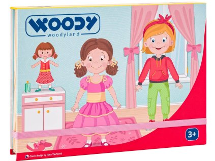 WOODY DŘEVO Puzzle skládačka magnetické tvary 39ks Módní salon