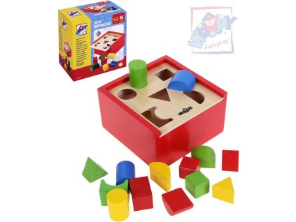 WOODY DŘEVO Vkládací krabička se 14 tvary baby vkládačka
