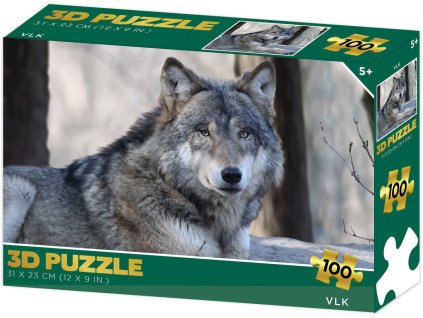 PUZZLE 3D Vlk 31x23cm 100 dílků skládačka v krabici
