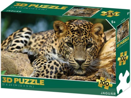 PUZZLE 3D Jaguár 31x23cm 100 dílků skládačka v krabici