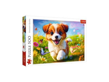 Puzzle Veselé štěně 500 dílků 48x34cm v krabici 40x27x4,5cm
