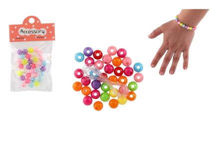 Korálky plastové barevné se šňůrkou 2 barvy v sáčku 6,5x11x1cm