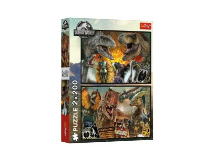Puzzle 2v1 Jurský park/Prehistorický svět 2x200 dílků 41x27,5cm v krabici 26x34x4,5cm