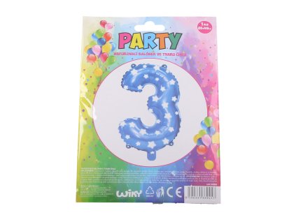 Balónek nafukovací - číslo 3 modrý