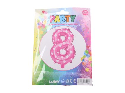 Balónek nafukovací - číslo 8 růžový