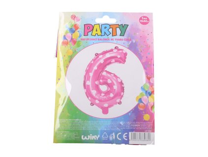Balónek nafukovací - číslo 6 růžový