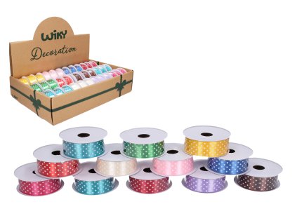 Saténová stuha 2,5cm x 2,7m puntík