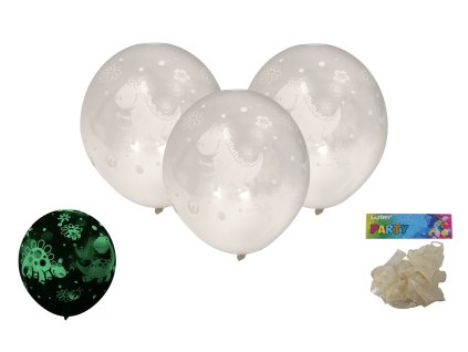 Balónek nafukovací 30cm - sada 6ks, svítící ve tmě