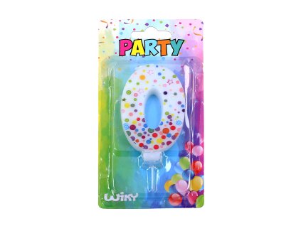 Párty svíčka číslo 0 Puntíky