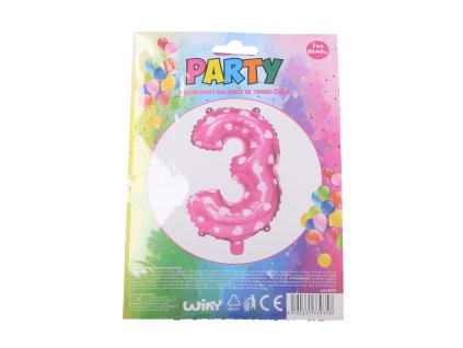 Balónek nafukovací - číslo 3 růžový