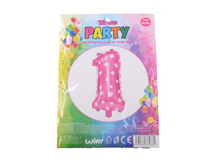 Balónek nafukovací - číslo 1 růžový
