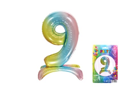 Balónek nafukovací - číslo 9 duha