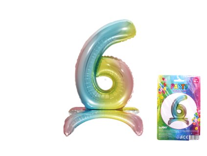Balónek nafukovací - číslo 6 duha