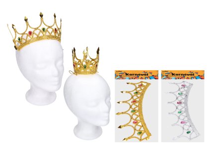 Set karneval - zlatá/stříbrná koruna 15x8 cm