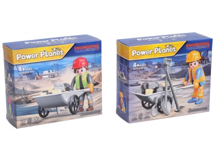 Figurka dělník s kolečkem stavebnice 8,5 cm