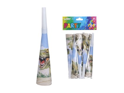Párty trumpetky DINO 20 cm, 6 ks