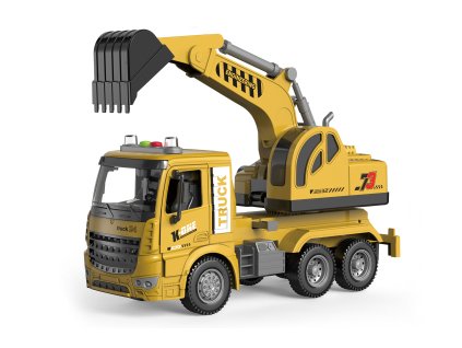 Auto stavební bagr na setrvačník s efekty 28 cm