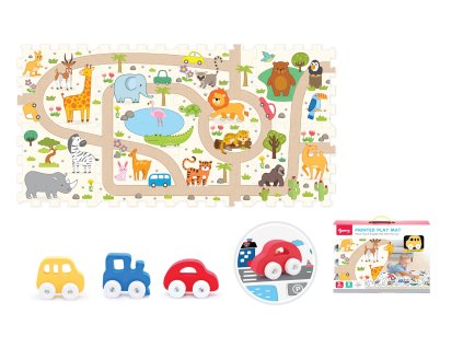 Měkké bloky s autíčkem safari 8ks