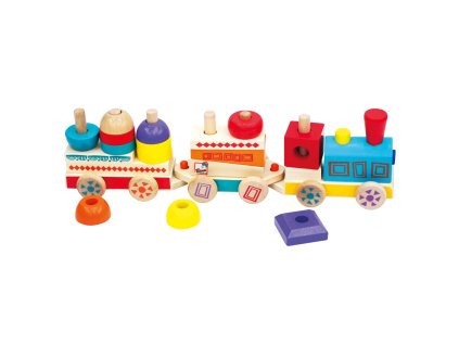 Barevný dřevěný vláček maxi 42cm