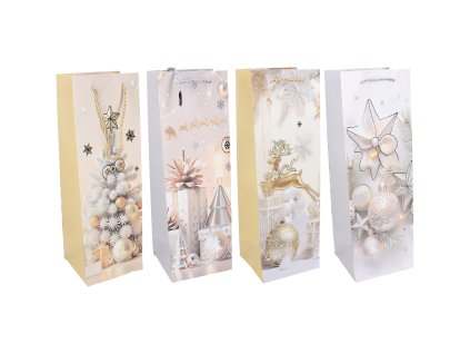 Dárková taška na láhev M 12x35x9 cm VÁNOCE