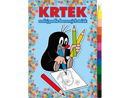 Maľuj podľa farebných bodiek + MAXI voskovka - Krtko 2