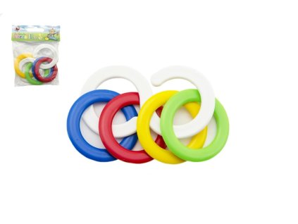 Chrastítko kousací kroužky plast 6x10cm v sáčku 0m+