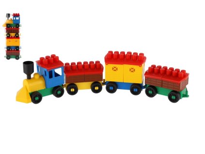 Stavebnice LORI 6 vlak+ 3 vagónky plast v sáčku 9x29x5cm