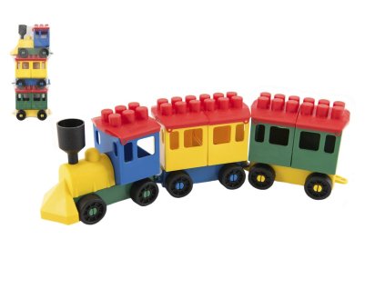 Stavebnice LORI 7 vlak + 2 vagónky plast v sáčku 9x26x5cm