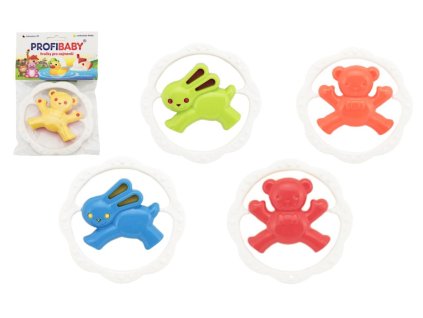 Chrastítko Medvěd/Zajíc plast 12,5cm 4 barvy v sáčku 0m+