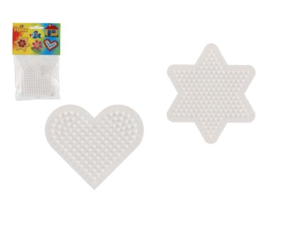 Podložka na zažehlovací korálky Hama MIDI- hvězda,srdce plast 2ks v sáčku 9x9cm