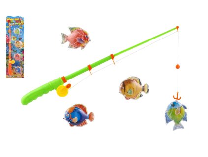 Hra ryby/rybář magnetická plast 4ks+prut plast 44cm  2 barvy na kartě