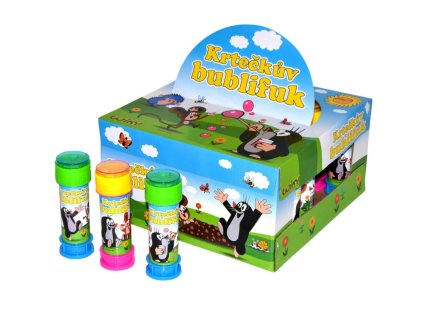 Bublifuk 50ml s hrkavkou Krtek 11cm 2 barvy 36ks v boxu