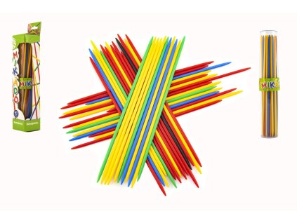 Mikádo společenská hra 41ks plast 24,5cm v plastovém pouzdru v krabičce 5,5x30x5,5cm