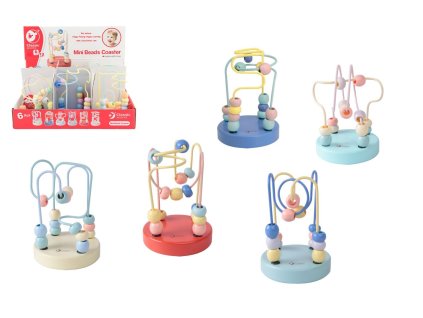 Edukační labyrint dřevo/kov 9x13cm 6 druhů 6ks v boxu 12m+