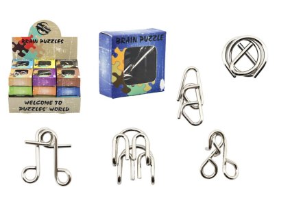 Hlavolam kov mix druhů v krabičce 5x5cm 24ks v boxu