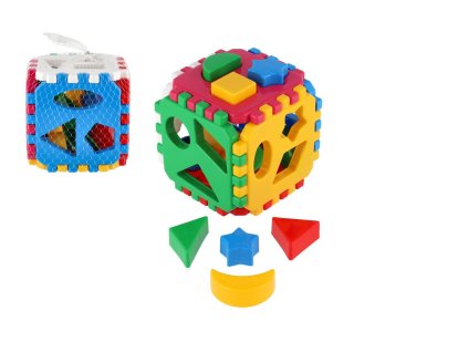 Vkládačka kostka plast 12x12cm v síťce 12m+