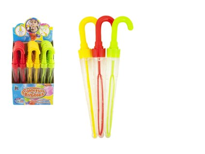 Bublifuk deštník plast 37cm 130ml 3 barvy 24 ks v boxu
