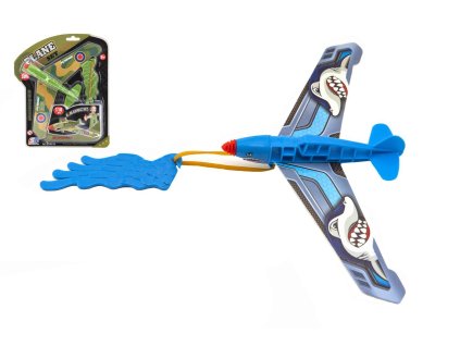 Vystřelovací letadlo plast 25x14cm 2 barvy na kartě 21x25x4cm