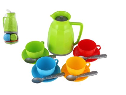 Sada nádobí na čaj plast 13ks v síťce 11x20x11cm 12m+