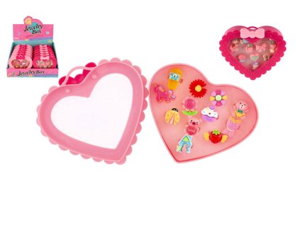 Prstýnky/Prstýnek sada plast 12ks nastav. velikost 2 druhy v plastové krabičce 13x12x4cm 12ks v boxu