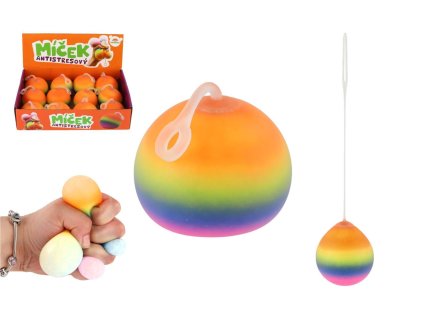 Míček antistresový mačkací sliz 6cm duhový 12ks v boxu